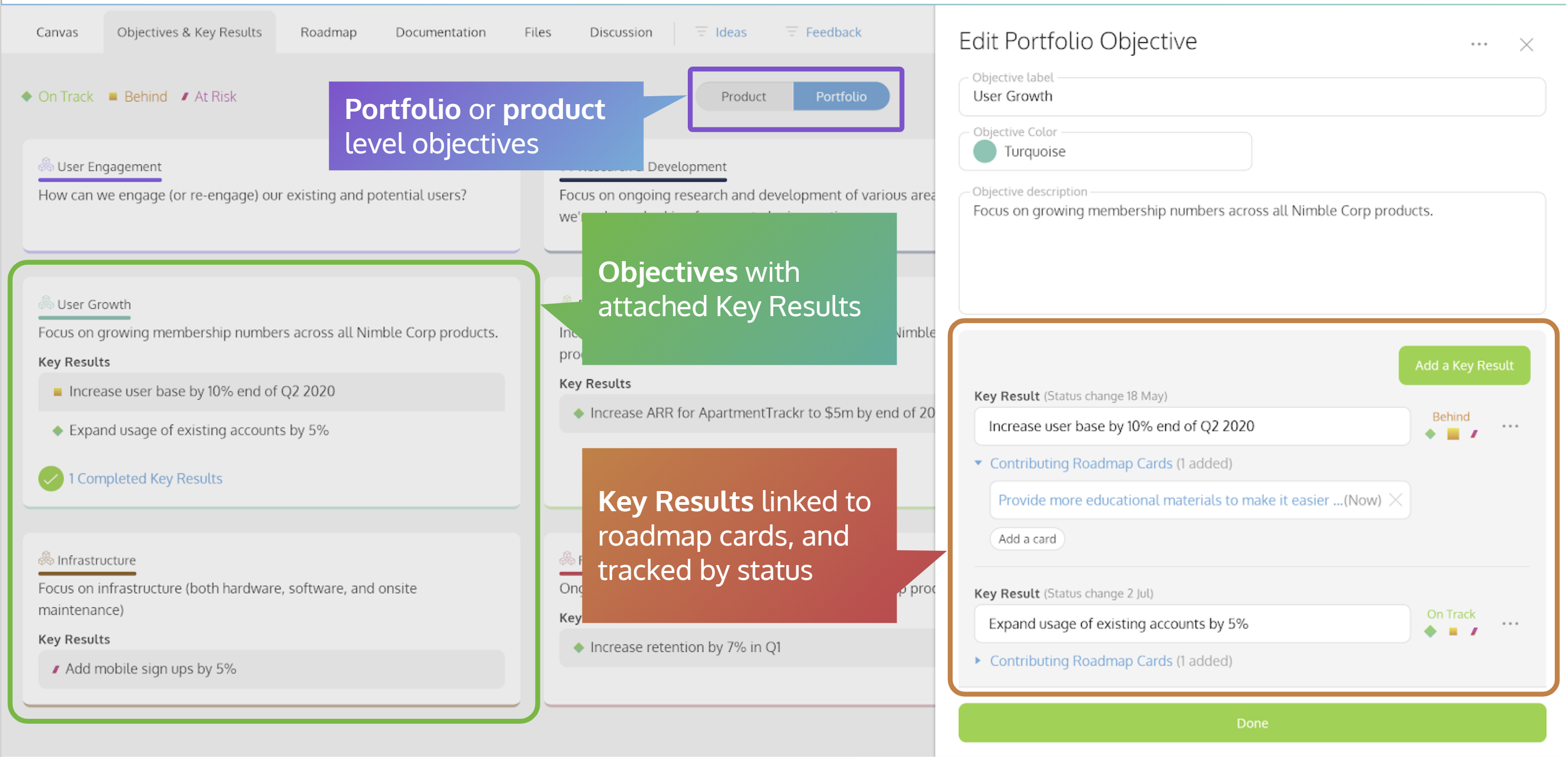 Objectives and Key Results in ProdPad